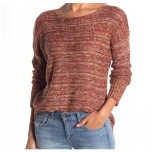 Susina Soft Knit Marled Brown Orange Sweater Size Small